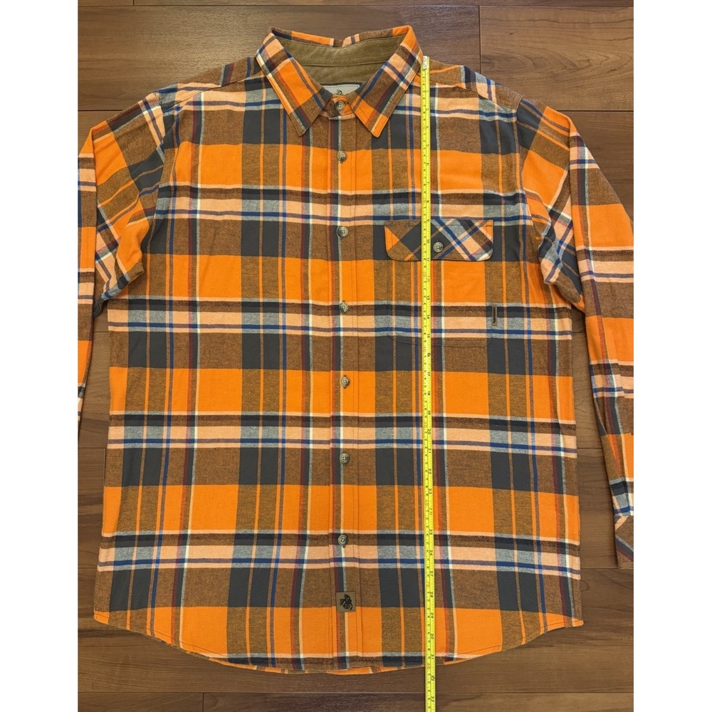 Legendary Whitetails Flannel Shirt Orange Plaid Button Up Cotton Mens Size Large - Picture 9 of 11